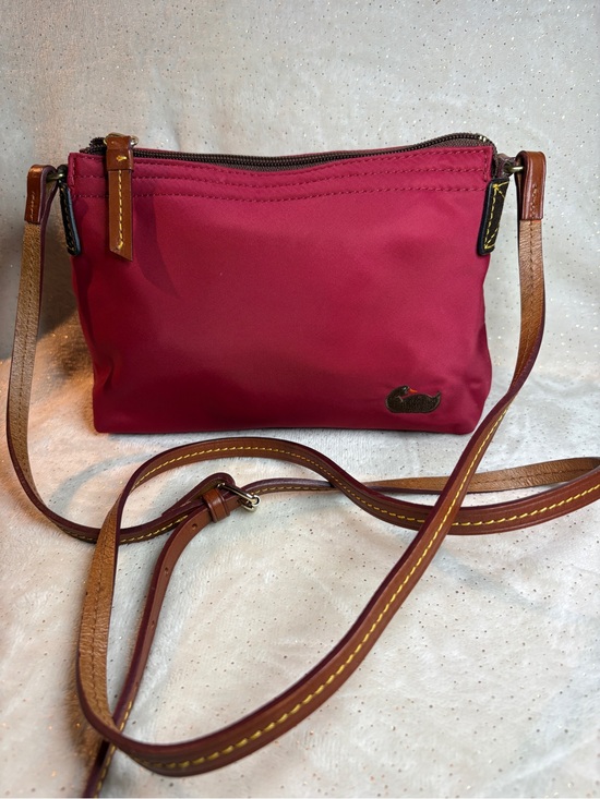 Dooney & Bourke Handbags - Dooney & Bourke Red Nylon Crossbody Bag Leather Strap Duck Logo